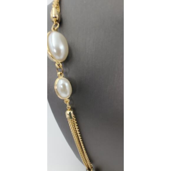 Vintage Simulated Pearl 3 Strand Extra Long Statement Necklace - Estate Find! - Picture 6 of 8